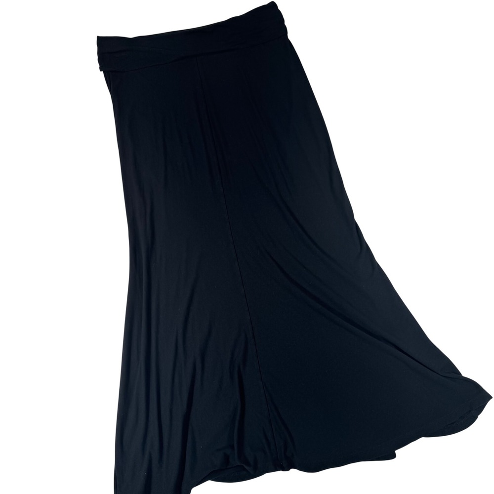 Liz Lange Maternity Black Maxi Skirt Foldover Waist Small Jersey  S Stretch 2012